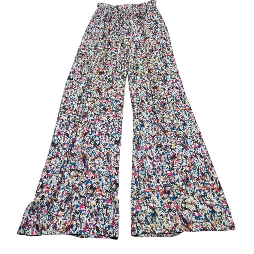 BCBGeneration Women XS Wide Leg Pants Elastic High Rise Summer Flowy Boho